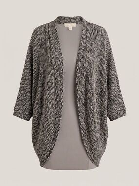 painted threads Black and White Marled Open-Front Cardigan